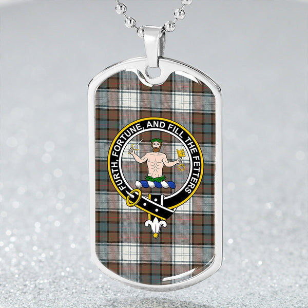 Murray of Atholl Dress (Murray Dress) Weathered Clan Badge Classic Tartan Dog Tag Necklace