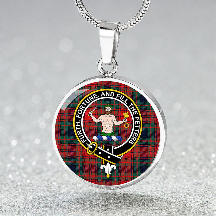 Murray of Atholl Red Dress (Murray of Atholl; Red Dress) Modern Clan Badge Tartan Classic Circle Necklace