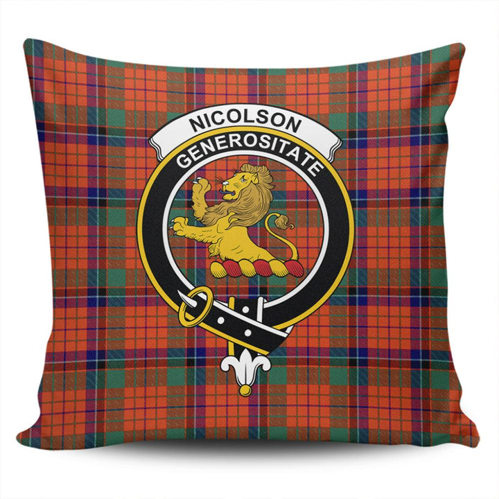 Nicolson Ancient Tartan Classic Crest Pillow Cover