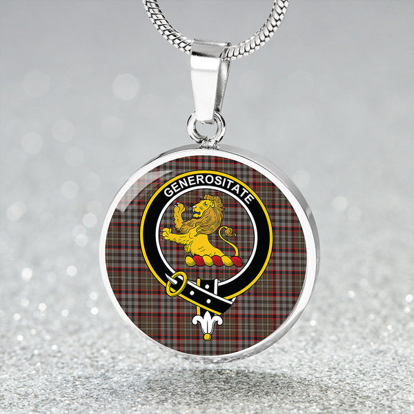 Nicolson Hunting Weathered Clan Badge Tartan Classic Circle Necklace