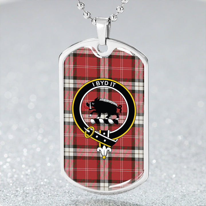 Nisbet Dress Rose (Nisbit Dress Rose) Weathered Clan Badge Classic Tartan Dog Tag Necklace