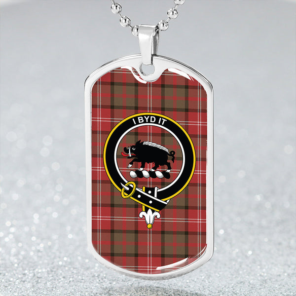Nisbet (Nisbit) Weathered Clan Badge Classic Tartan Dog Tag Necklace