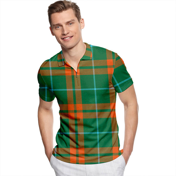 O'Neill Red (Neill Red) Ancient Tartan Classic Lapel Zip Short Sleeve Polo