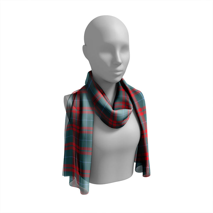 O'Neill Red (Neill Red) Weathered Tartan Classic Silk Habotai Long Scarf