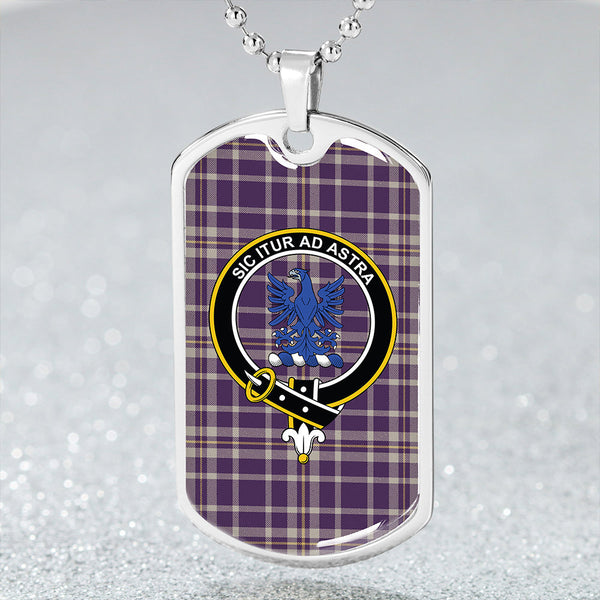 Ochterlony (Auchterlony) Weathered Clan Badge Classic Tartan Dog Tag Necklace