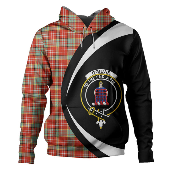 Ogilvie Ancient Clan Badge Tartan Hoodie Circle Style
