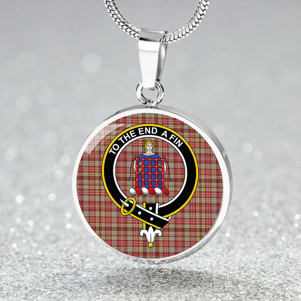 Ogilvie of Airlie Weathered Clan Badge Tartan Classic Circle Necklace