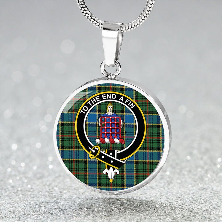 Ogilvie of Inverarity (Wilson) Ancient Clan Badge Tartan Classic Circle Necklace