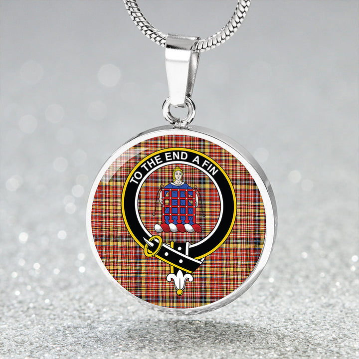 Ogilvie of Strathallan Ancient Clan Badge Tartan Classic Circle Necklace