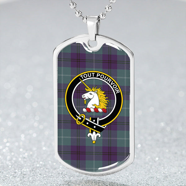 Oliphant Weathered Clan Badge Classic Tartan Dog Tag Necklace