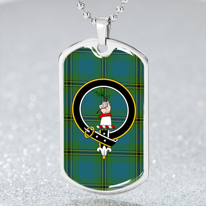 Oliver Hunting Ancient Clan Badge Classic Tartan Dog Tag Necklace