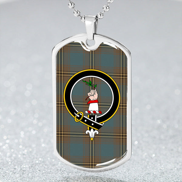 Oliver Hunting Weathered Clan Badge Classic Tartan Dog Tag Necklace