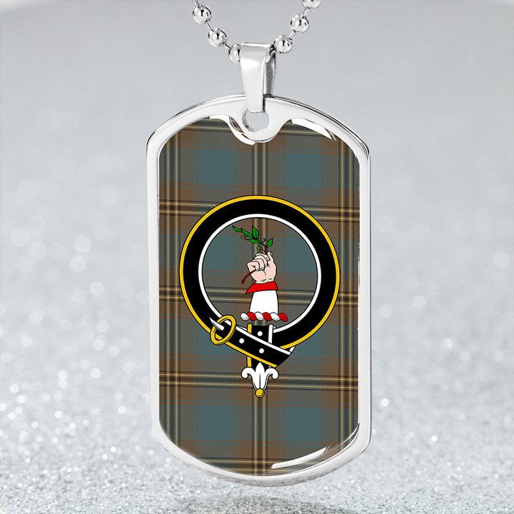 Oliver Hunting Weathered Clan Badge Classic Tartan Dog Tag Necklace