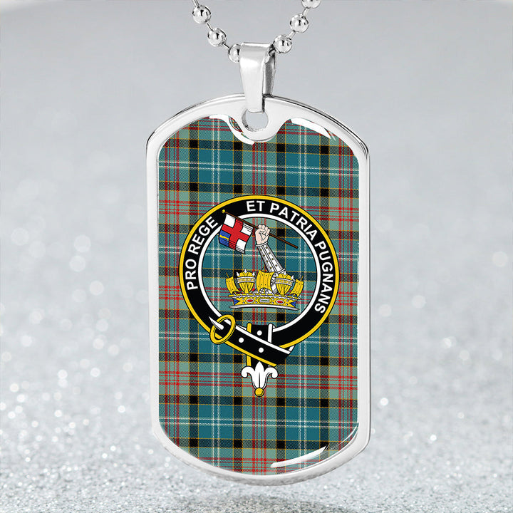 Paisley District (Drennan District) Weathered Clan Badge Classic Tartan Dog Tag Necklace