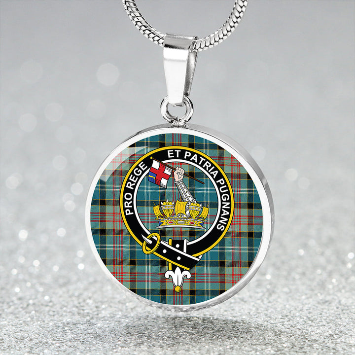 Paisley District (Drennan District) Clan Badge Tartan Classic Circle Necklace