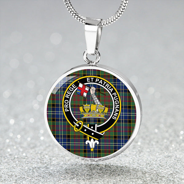 Paisley Drennan (Drennan Drennan) Modern Clan Badge Tartan Classic Circle Necklace