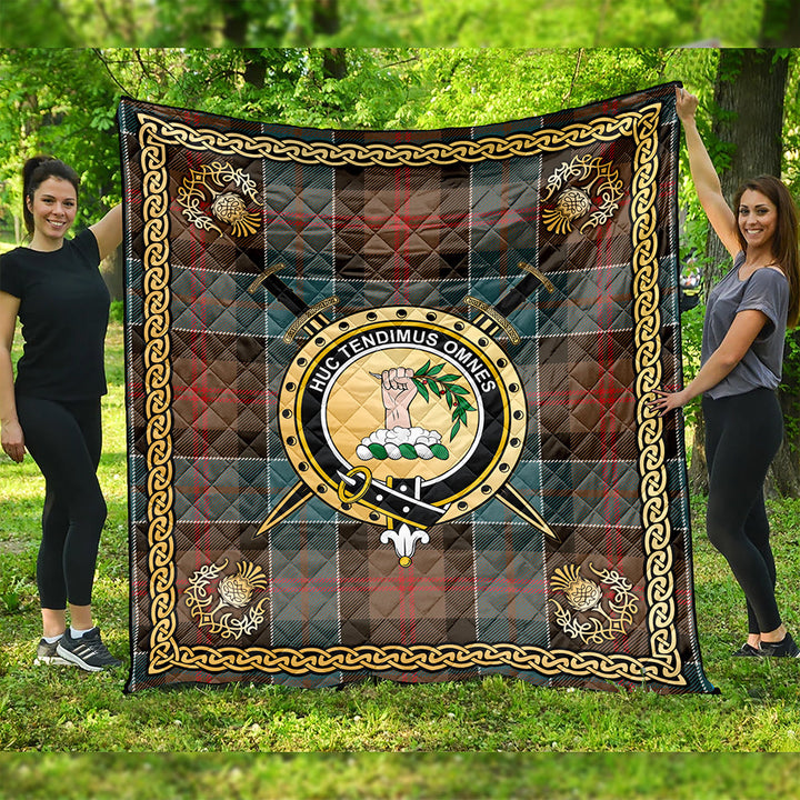 Paterson Weathered Clan Badge Tartan Premium Quilt Celtic Shield