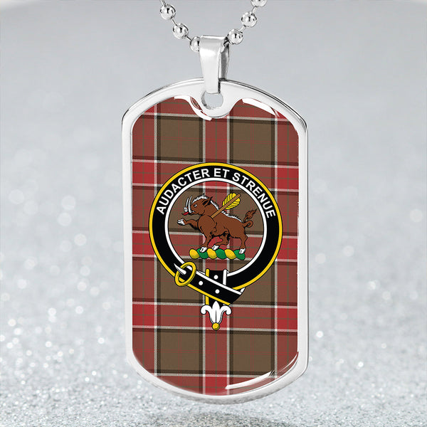 Pollock Weathered Clan Badge Classic Tartan Dog Tag Necklace