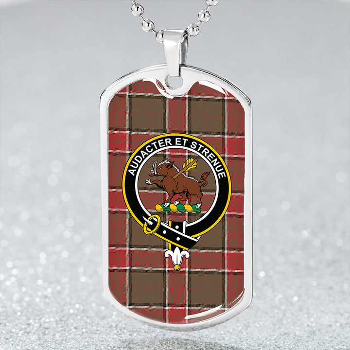 Pollock Weathered Clan Badge Classic Tartan Dog Tag Necklace