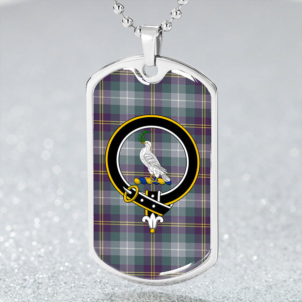 Porteous Weathered Clan Badge Classic Tartan Dog Tag Necklace