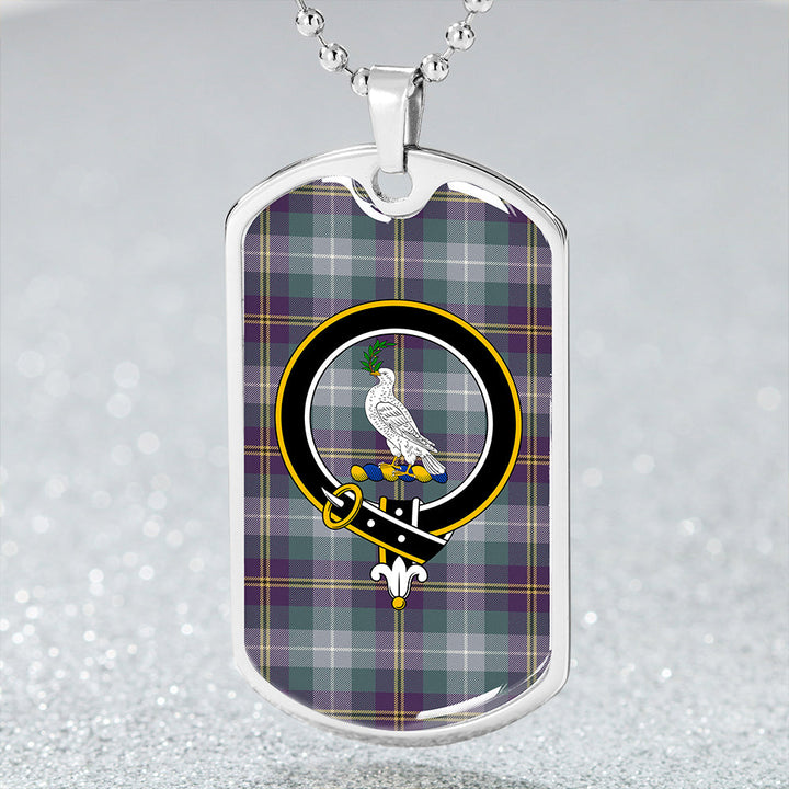 Porteous Weathered Clan Badge Classic Tartan Dog Tag Necklace