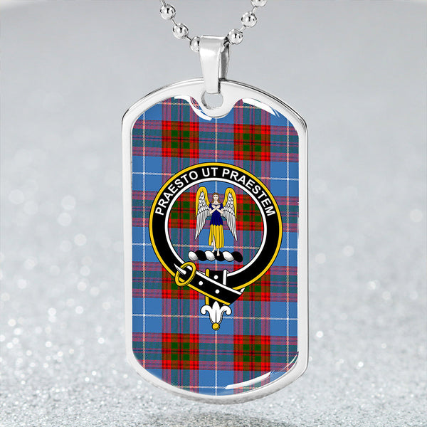 Preston Clan Badge Classic Tartan Dog Tag Necklace