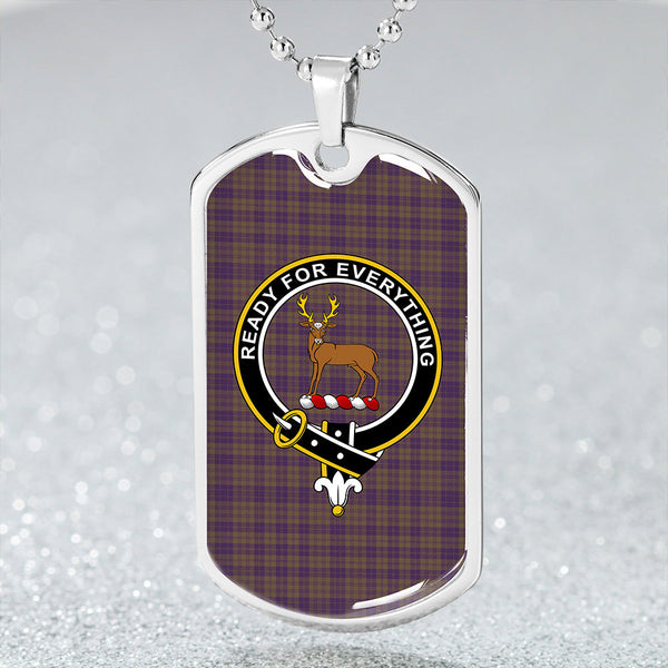 Rae Weathered Clan Badge Classic Tartan Dog Tag Necklace