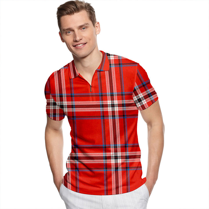 Ramsay Angus & Mearns Ancient Tartan Classic Lapel Zip Short Sleeve Polo
