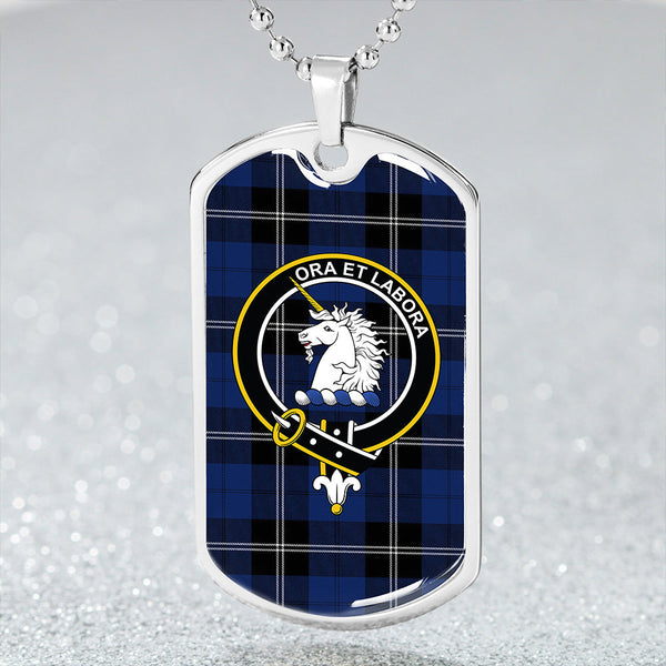 Ramsay Blue Modern Clan Badge Classic Tartan Dog Tag Necklace