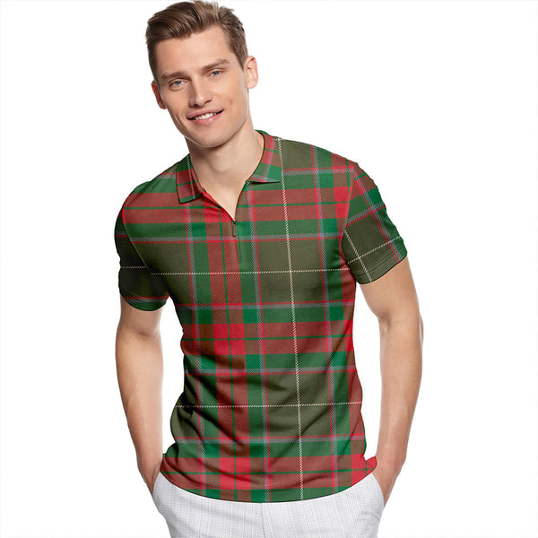 Ramsay Green Ancient Tartan Classic Lapel Zip Short Sleeve Polo