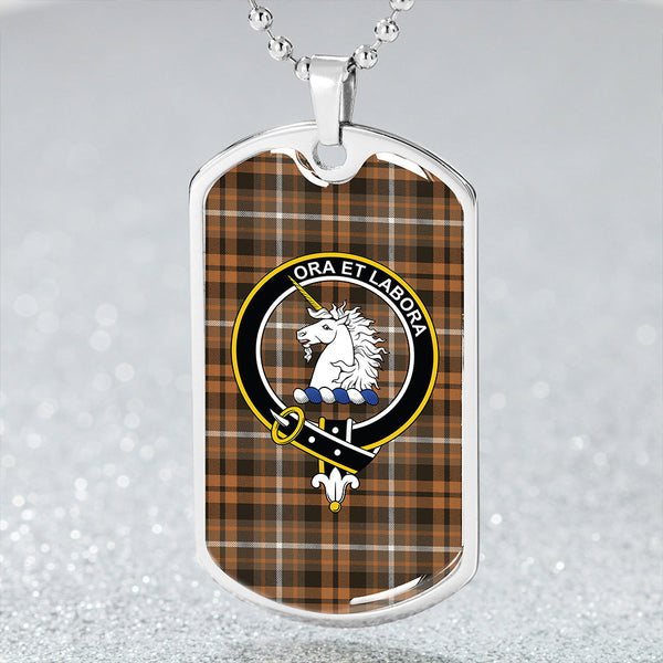 Ramsay Orange Weathered Clan Badge Classic Tartan Dog Tag Necklace