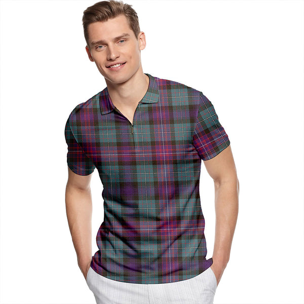 Rankin (Dalgliesh) Weathered Tartan Classic Lapel Zip Short Sleeve Polo