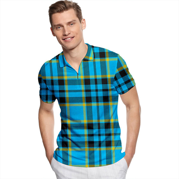 Rea (Ree) Modern Tartan Classic Lapel Zip Short Sleeve Polo