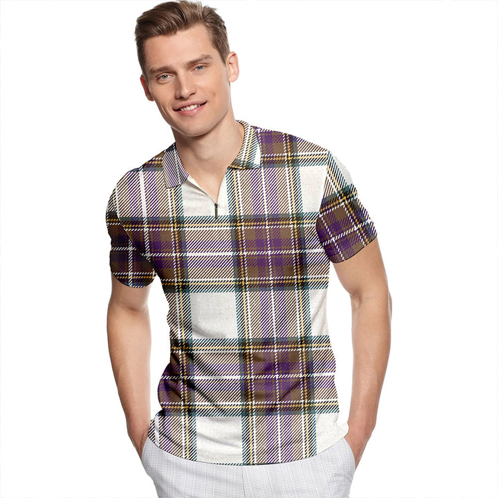 Richards (Pritchard) Weathered Tartan Classic Lapel Zip Short Sleeve Polo