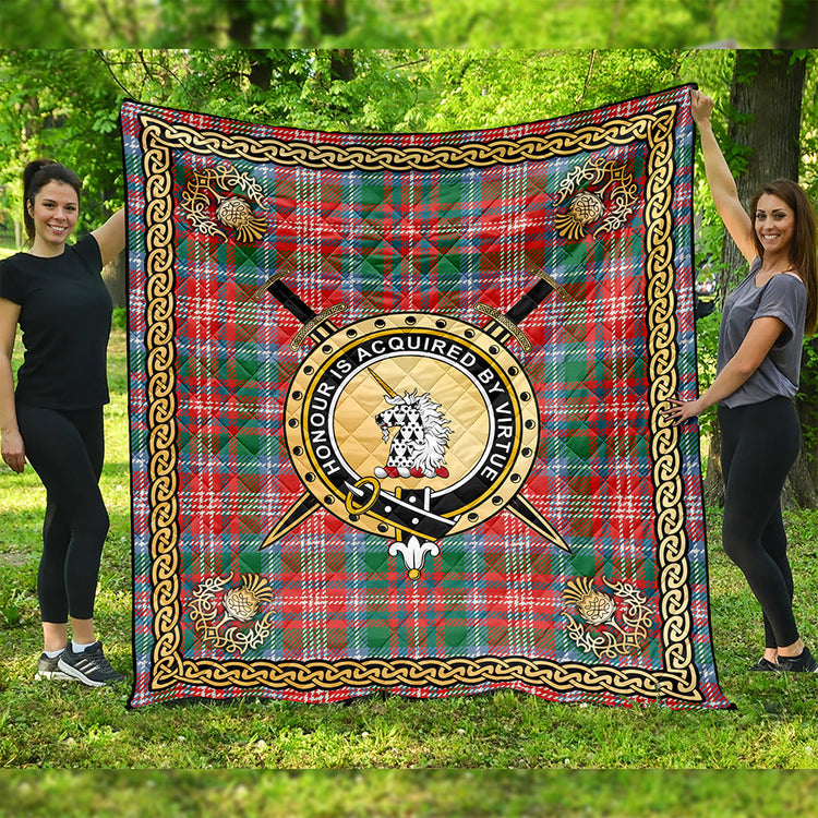 Haig Check Tartan Crest Premium Quilt - Celtic Thistle Style