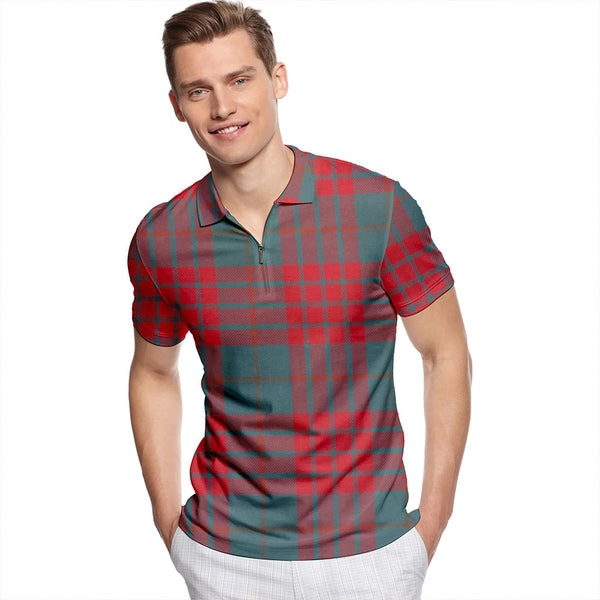 Robbins (Robyns) Weathered Tartan Classic Lapel Zip Short Sleeve Polo