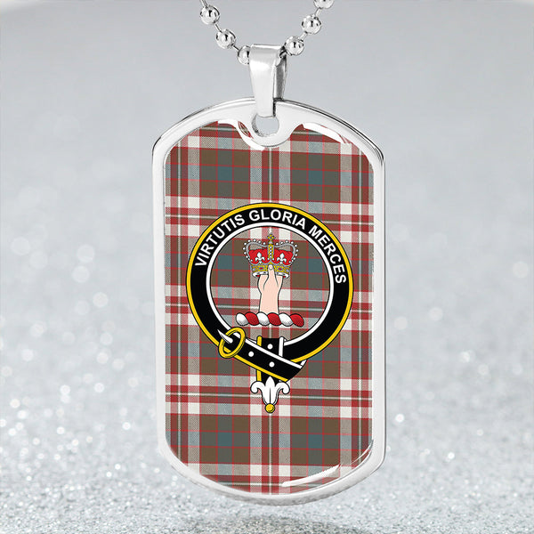 Robertson Dress Weathered Clan Badge Classic Tartan Dog Tag Necklace