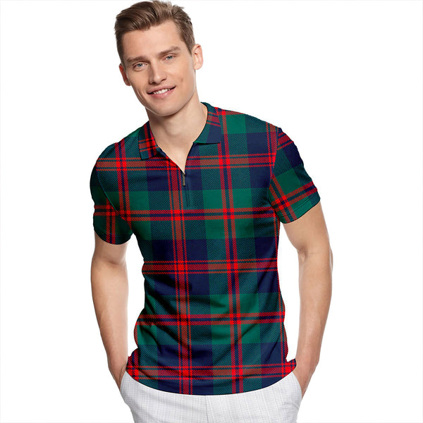 Robertson of Struan Modern Tartan Classic Lapel Zip Short Sleeve Polo