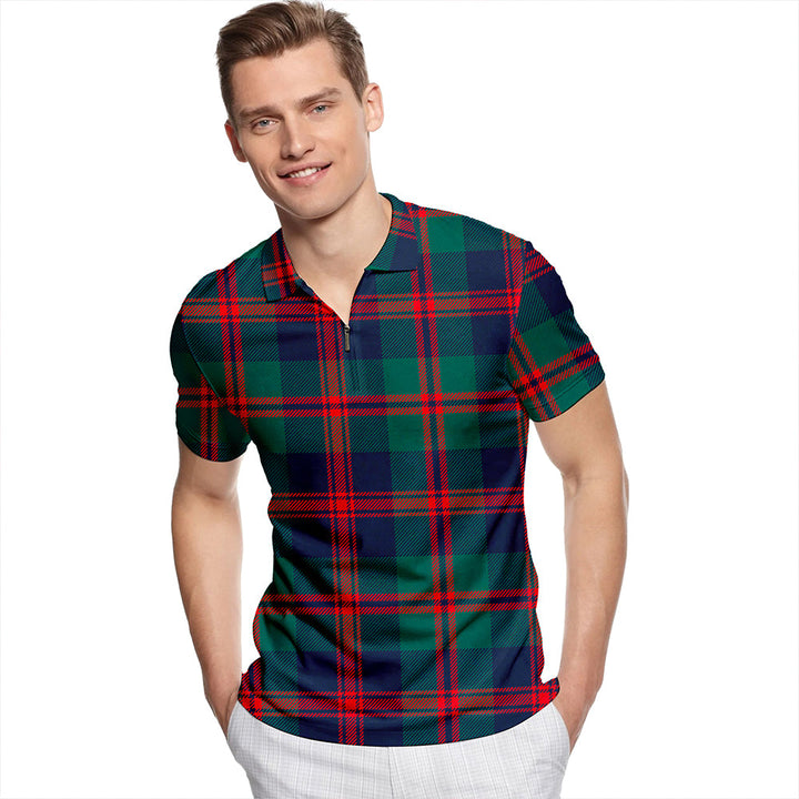 Robertson of Struan Modern Tartan Classic Lapel Zip Short Sleeve Polo