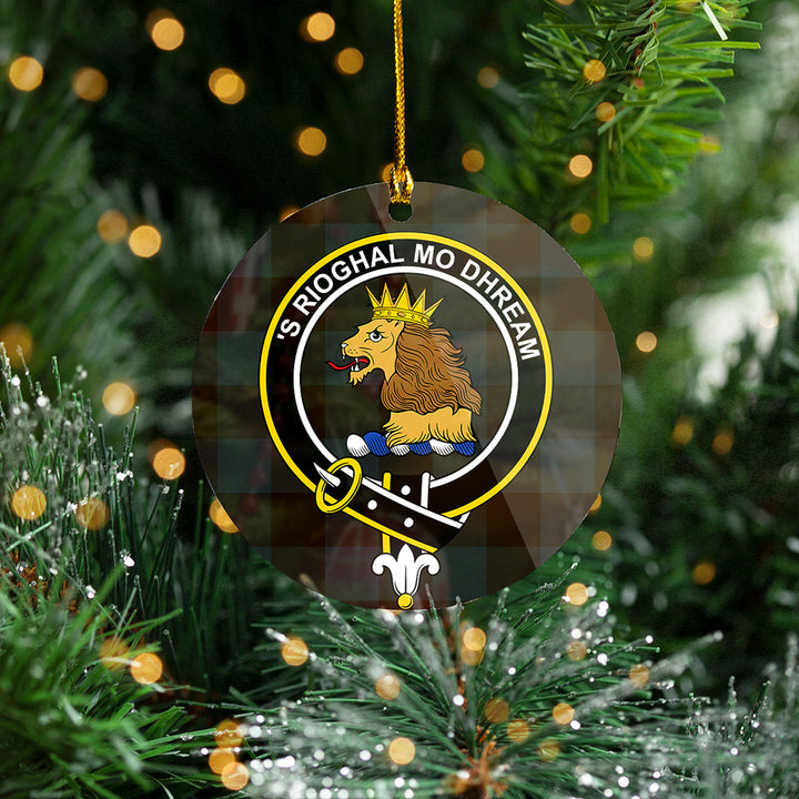 Robin Hood (MacGregor/Gregor Rob Roy Hunting) Weathered Clan Badge Tartan Plastic Christmas Ornaments