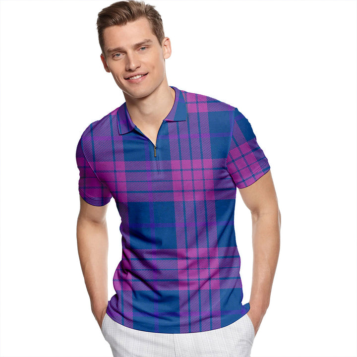 Robinson Dress #2 (Robins Dress #2) Modern Tartan Classic Lapel Zip Short Sleeve Polo