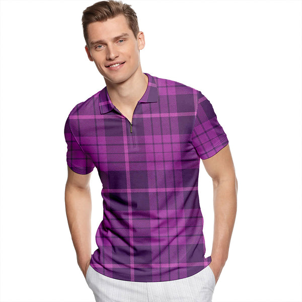 Robinson Dress #2 (Robins Dress #2) Weathered Tartan Classic Lapel Zip Short Sleeve Polo