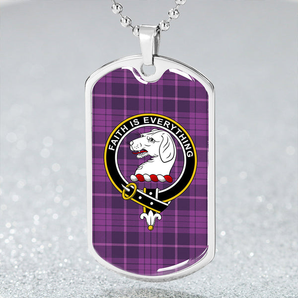 Robinson Dress #2 (Robins Dress #2) Weathered Clan Badge Classic Tartan Dog Tag Necklace
