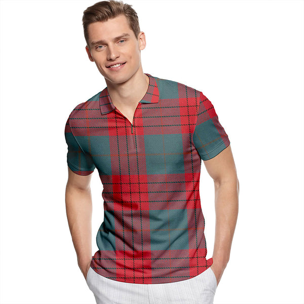 Robinson Dress (Robins Dress) Weathered Tartan Classic Lapel Zip Short Sleeve Polo