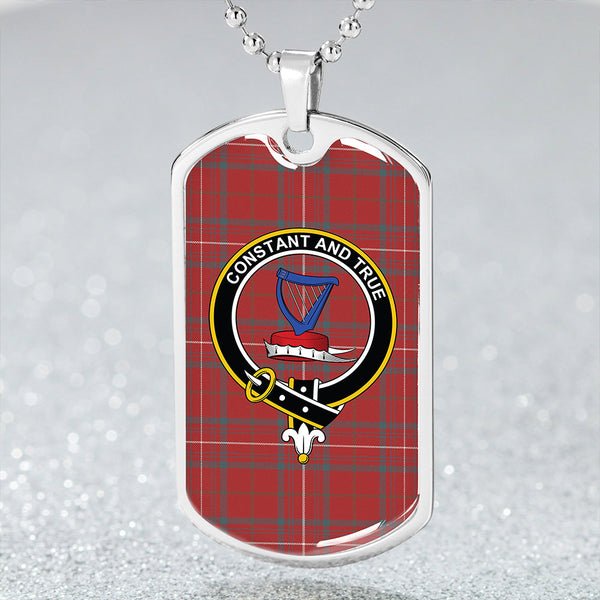 Rose Weathered Clan Badge Classic Tartan Dog Tag Necklace