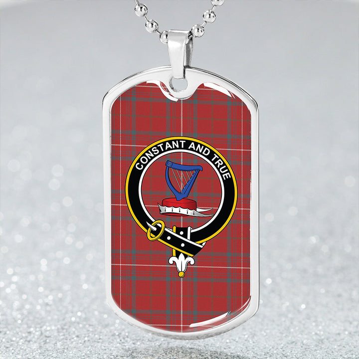 Rose Weathered Clan Badge Classic Tartan Dog Tag Necklace