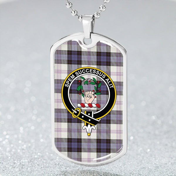 Ross Dress Blue Weathered Clan Badge Classic Tartan Dog Tag Necklace