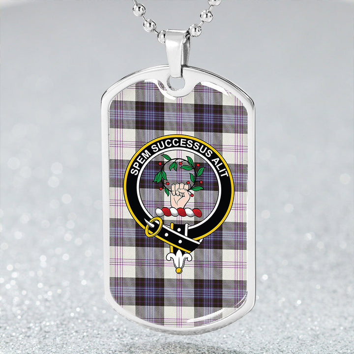 Ross Dress Blue Weathered Clan Badge Classic Tartan Dog Tag Necklace