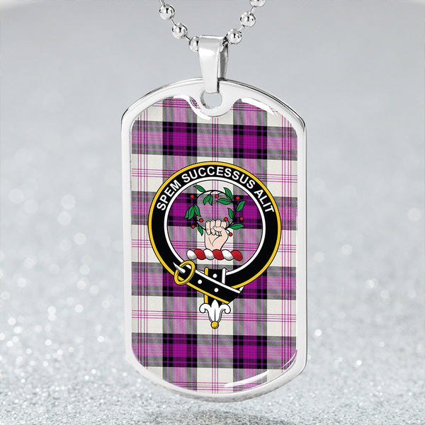 Ross Dress Purple Clan Badge Classic Tartan Dog Tag Necklace