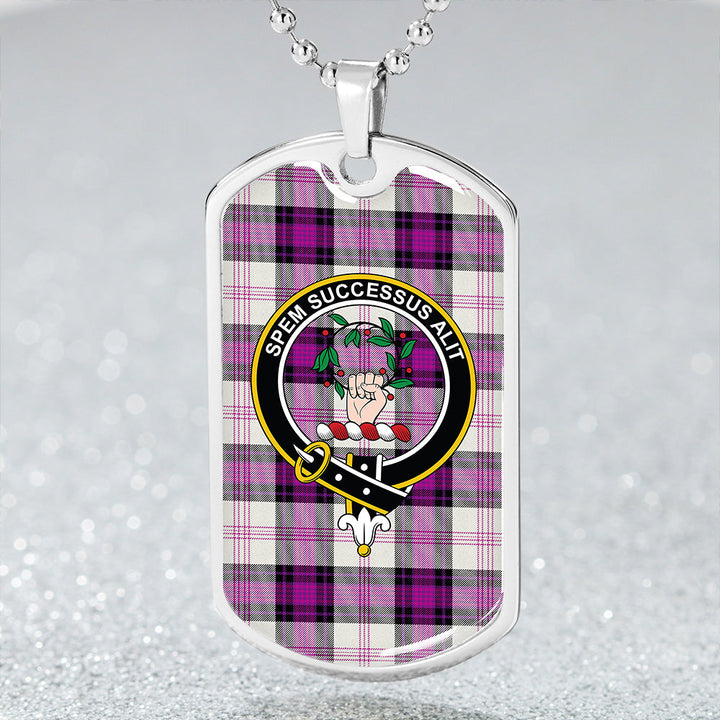 Ross Dress Purple Clan Badge Classic Tartan Dog Tag Necklace